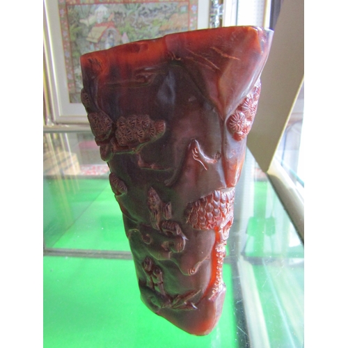 1123 - Carved Horn Libation Cup Eastern Approximately 7 Inches High