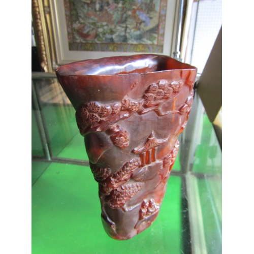 1123 - Carved Horn Libation Cup Eastern Approximately 7 Inches High