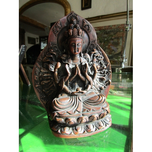 1124 - Bronze Figure of Seated Deity Lotus Position Approximately 5 Inches High