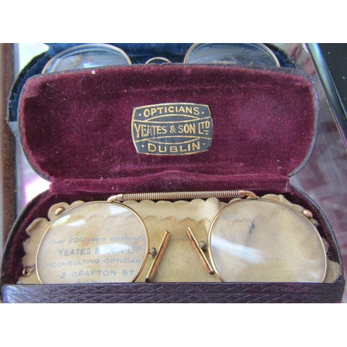 1129 - Two Pairs of Antique Spectacles with Cases Possibly Some Gold Content 9 Carat