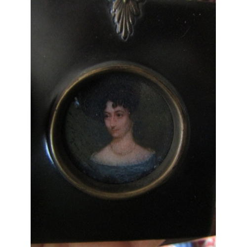 1131 - Pair of Portrait Miniature Ebonised Frames Rectangular Form