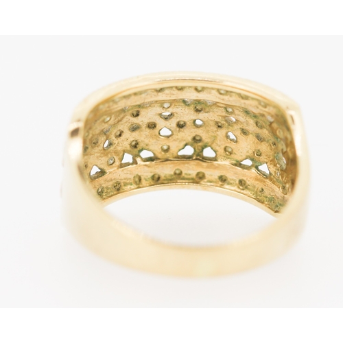 116 - Attractively Detailed Diamond Set Cluster Ring Mounted in 9 Carat Yellow Gold Size O and a Half