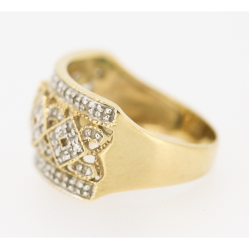 116 - Attractively Detailed Diamond Set Cluster Ring Mounted in 9 Carat Yellow Gold Size O and a Half