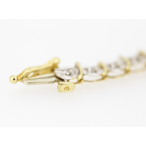 145 - Diamond Set Ladies Fancy Link Bracelet Mounted in 9 Carat Yellow Gold 18cm Long