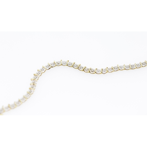 145 - Diamond Set Ladies Fancy Link Bracelet Mounted in 9 Carat Yellow Gold 18cm Long