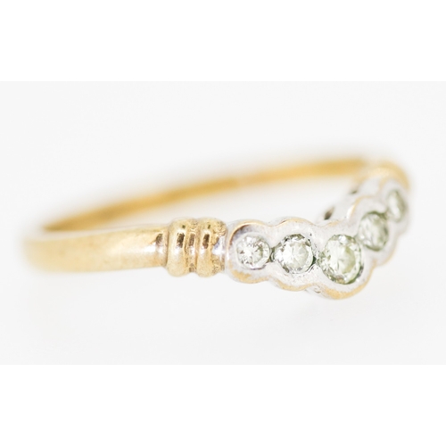 146 - Bezel Sete Diamond Graduated Form Five Stone Ring Mounted in 9 Carat Yellow Gold Ring Size O