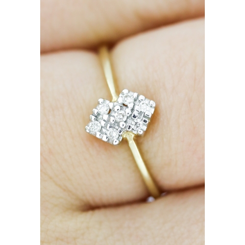 148 - Diamond Cluster Set Ring Mounted in 9 Carat Yellow Gold Ring Size N