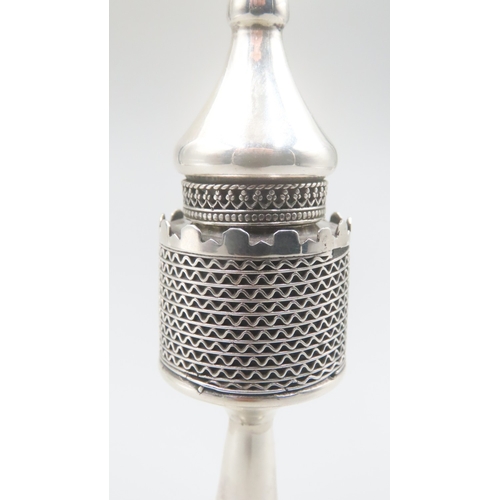 1513 - Silver Table Spice Tower 11cm High Pedestal Form with Flag