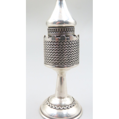 1513 - Silver Table Spice Tower 11cm High Pedestal Form with Flag