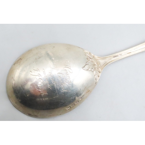 1516 - Silver Tiffany Presentation Spoon Attractively Chased Stamped with Makers Mark to Verso of Well 17cm... 