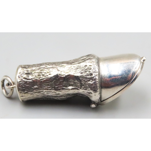 1518 - Silver Novelty Lucky Horse Hoof Form Vesta Case 5cm High