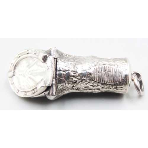 1518 - Silver Novelty Lucky Horse Hoof Form Vesta Case 5cm High