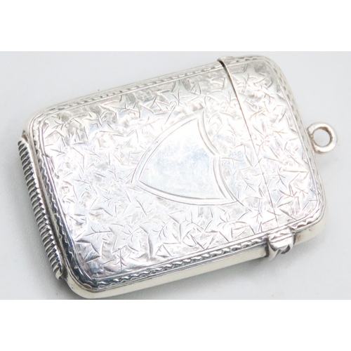 1520 - Silver Vesta Case Attractively Engraved 4cm High x 3cm Wide