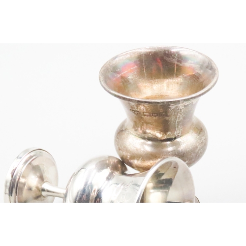 1521 - Two Silver Vodka Tot Cups Pedestal Form Each 7cm High