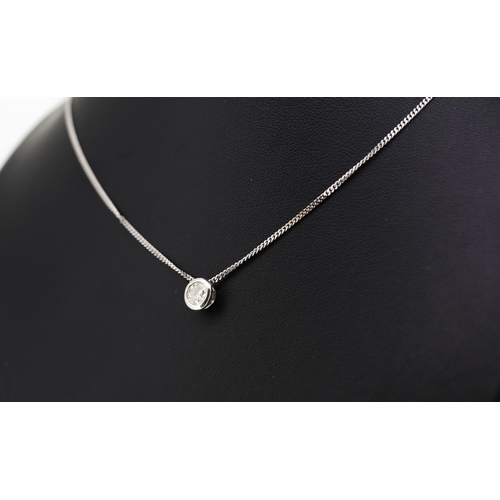 153 - Diamond Solitaire Pendant Mounted in 9 Carat White Gold Set on 9 Carat White Gold Chain 45cm Long