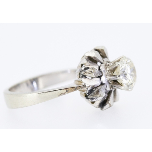 155 - Unusual Form Diamond 1ct Solitaire Ring Mounted in 18 Carat Yellow Gold Rig Size L and a Half