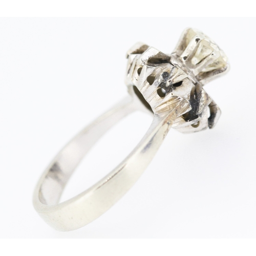 155 - Unusual Form Diamond 1ct Solitaire Ring Mounted in 18 Carat Yellow Gold Rig Size L and a Half