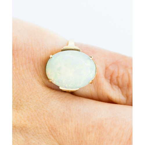 158 - 5 Carat Opal Single Stone Ring Mounted in 9 Carat Yellow Gold Ring Size I