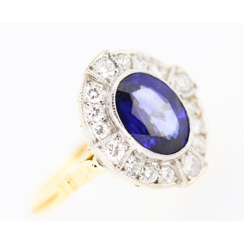 161 - Ceylon Sapphire Set Centre Stone Ring with Diamond Set Halo Surround Mounted on 18 Carat Yellow Gold... 