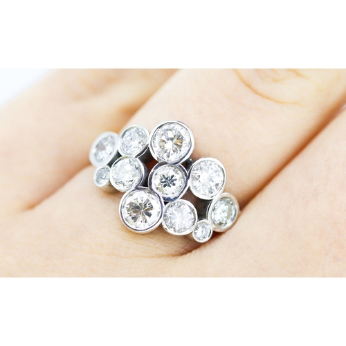 162 - Diamond Bezel Set Eleven Stone Cluster Boodles Design Ring Mounted in 18 Carat White Gold Total Diam... 