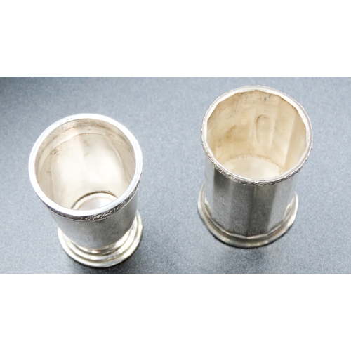 1656 - Two Silver Cannister Form Table Salts Each 7cm High