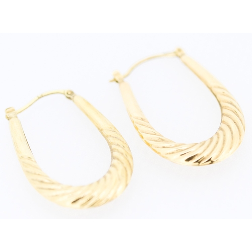 166 - Pair of 9 Carat Yellow Gold Twist Form Hoop Earrings Each 3.5cm High