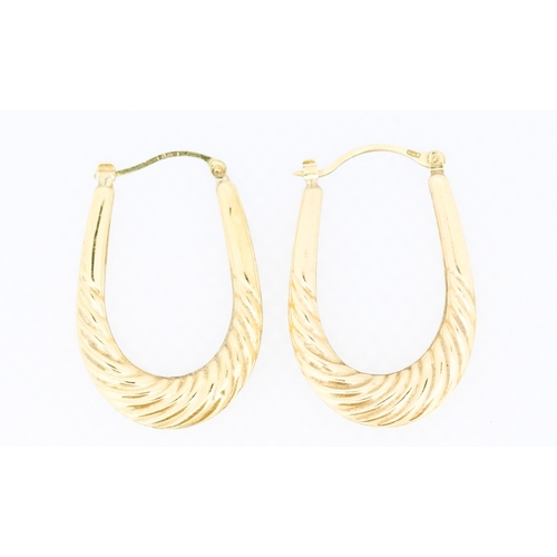 166 - Pair of 9 Carat Yellow Gold Twist Form Hoop Earrings Each 3.5cm High