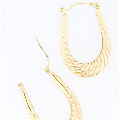 166 - Pair of 9 Carat Yellow Gold Twist Form Hoop Earrings Each 3.5cm High