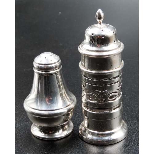 1659 - Two Silver Table Salts Cannister and Pedestal Form 9cm High and 6cm High