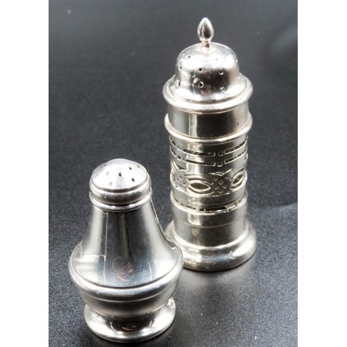 1659 - Two Silver Table Salts Cannister and Pedestal Form 9cm High and 6cm High