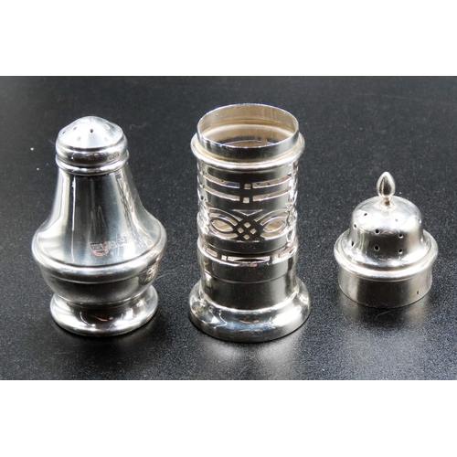 1659 - Two Silver Table Salts Cannister and Pedestal Form 9cm High and 6cm High