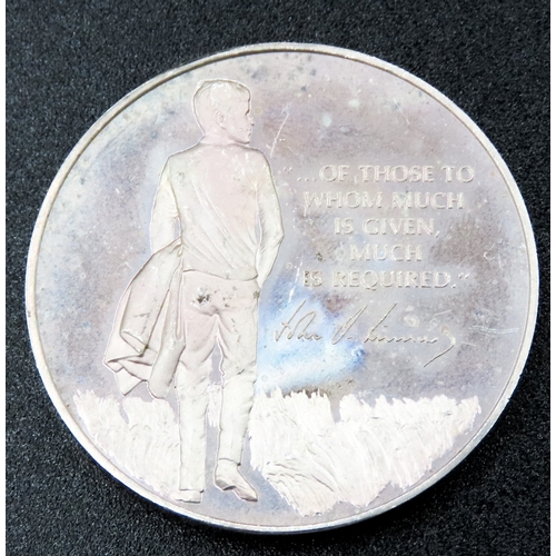 1695 - John F. Kennedy Silver Medallion Inscribed of Those to Whom Much is Given Much is Required