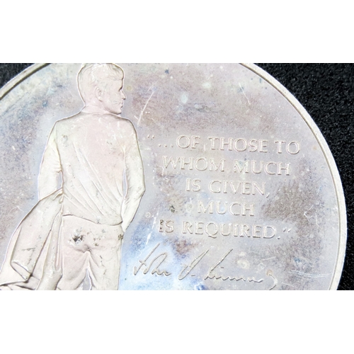 1695 - John F. Kennedy Silver Medallion Inscribed of Those to Whom Much is Given Much is Required