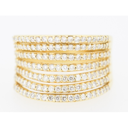 17 - Attractively Detailed Diamond Set Seven Row Ring Mounted in 18 Carat Yellow Gold Total Diamond Carat... 