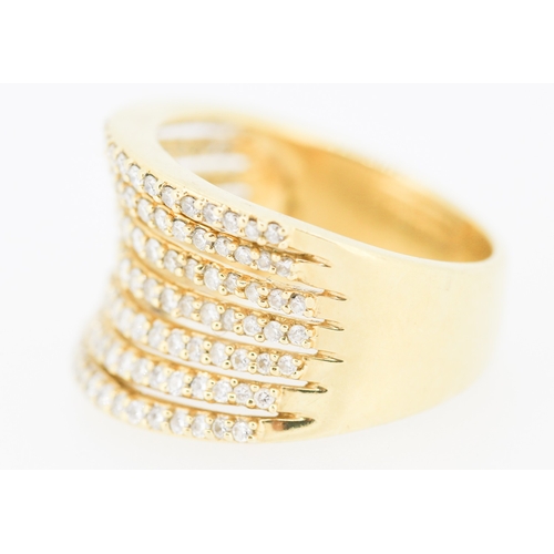 17 - Attractively Detailed Diamond Set Seven Row Ring Mounted in 18 Carat Yellow Gold Total Diamond Carat... 