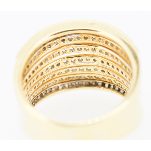 17 - Attractively Detailed Diamond Set Seven Row Ring Mounted in 18 Carat Yellow Gold Total Diamond Carat... 