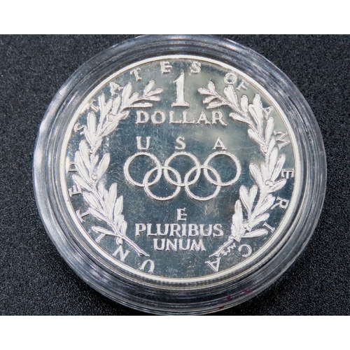 1707 - Olympiad Silver Liberty $1 Coin Commemorating USA Olympics Encapsulated 1oz