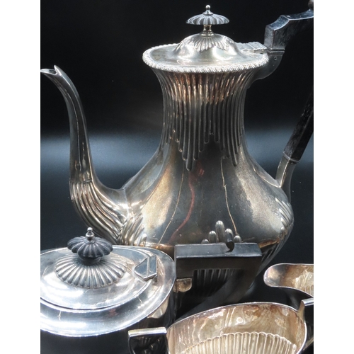 1825 - Silver Four Part Tea and Coffee Set Attractively Detailed