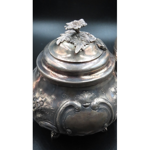 1826 - Silver Melon Form Teapot Repousse Form Decoration Irish Approximately 15cm High