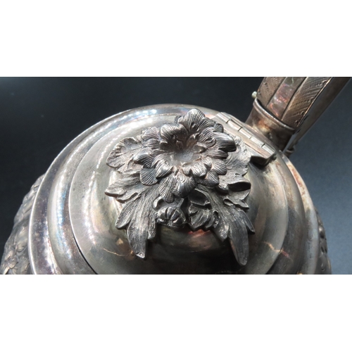 1826 - Silver Melon Form Teapot Repousse Form Decoration Irish Approximately 15cm High