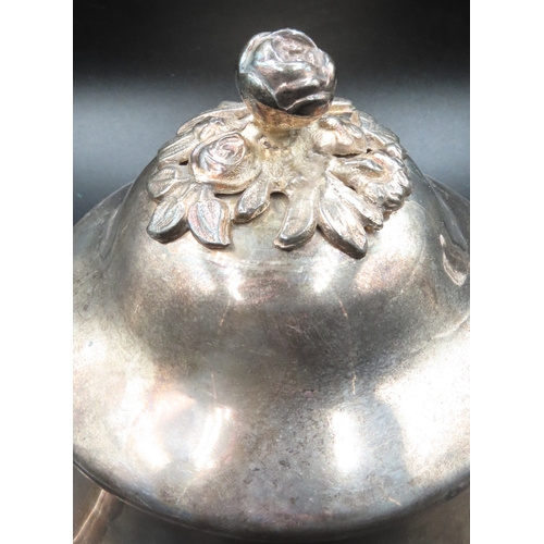 1827 - Silver Melon Form Teapot Engraved Decoration Shaped Supports Irish Approximately 20cm High