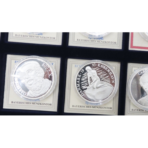 1832 - Full Set of 12 Silver 1oz Each ECUs Coins Mint Condition Encapsulated Contained Within Original Pres... 