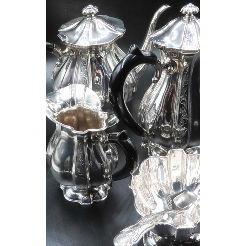 1839 - Four Part Silver Coffee and Tea Service Attractively Detailed with Finely Chased Decoration