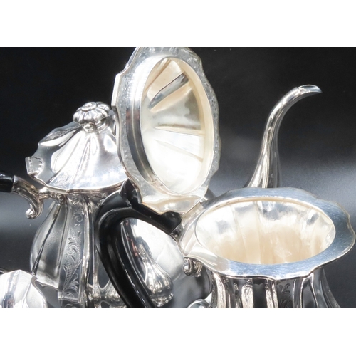 1839 - Four Part Silver Coffee and Tea Service Attractively Detailed with Finely Chased Decoration