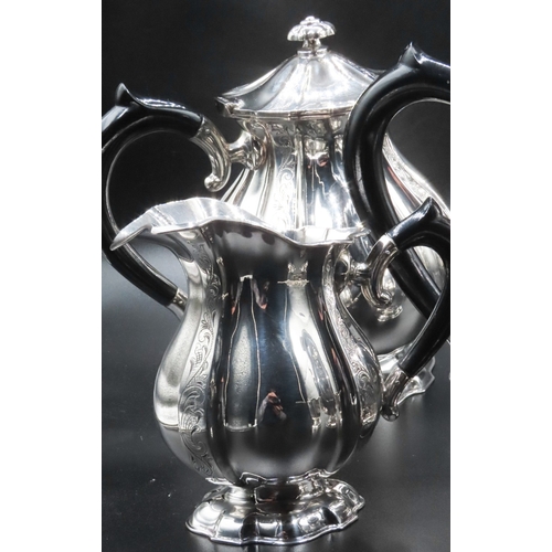 1839 - Four Part Silver Coffee and Tea Service Attractively Detailed with Finely Chased Decoration