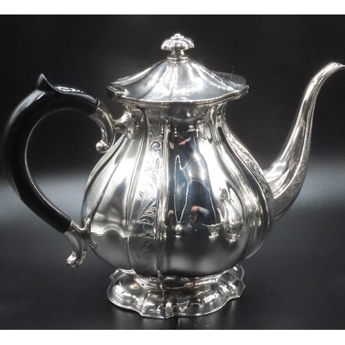 1839 - Four Part Silver Coffee and Tea Service Attractively Detailed with Finely Chased Decoration