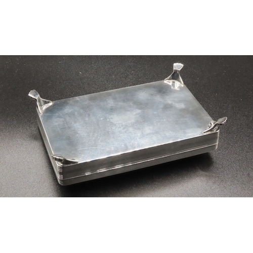 1840 - Silver Desk or Jewellery Box Rectangular Form Incised Detailing to Hinged Cover Above Shaped Paw Sup... 