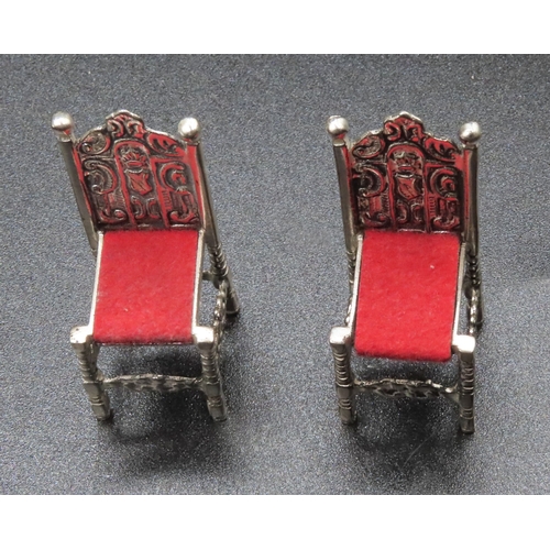 1846 - Pair of Novelty Silver Reformation Side or Hall Chairs Upholstered Seats Attractively Detailed Each ... 