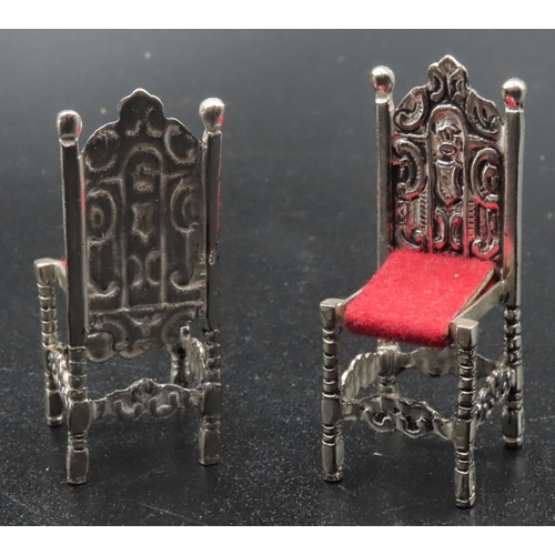 1846 - Pair of Novelty Silver Reformation Side or Hall Chairs Upholstered Seats Attractively Detailed Each ... 