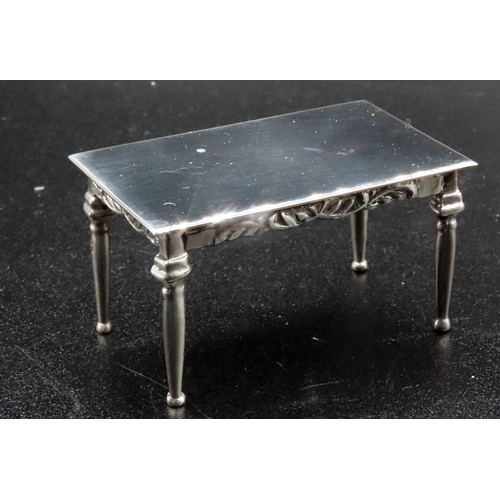 1847 - Novelty Silver Dining Table Rectangular Form Turned Supports 5cm Wide x 3cm Deep x 3cm High